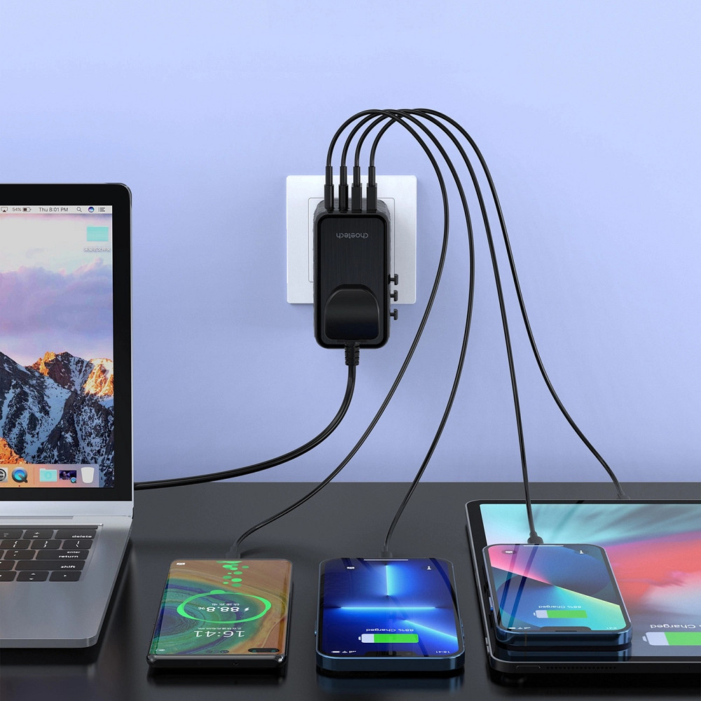 Зарядний пристрій 4xUSB 100W PD (2хUSB-C+2хUSB-A) сharger diamond model чорний Choetech Винница - изображение 6