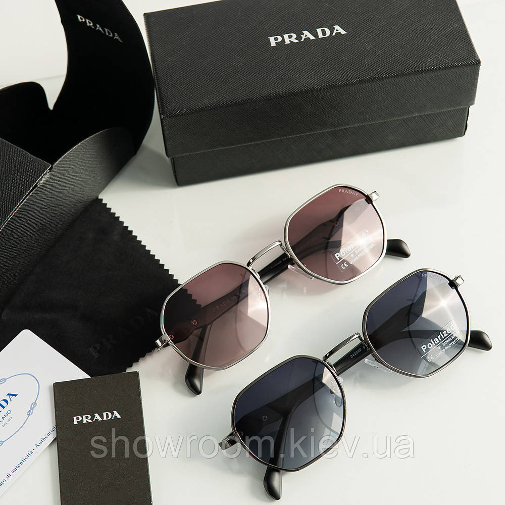 Жіночі брендові сонцезахисні окуляри Prada (08242) grey Київ - фото 4
