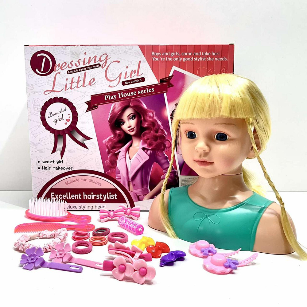 Лялька-манекен для дівчинки Голова для зачісок з аксесуарами бігуді гумки гребінець Вид 2 (YM25-2B-С) Чернігів - фото 1