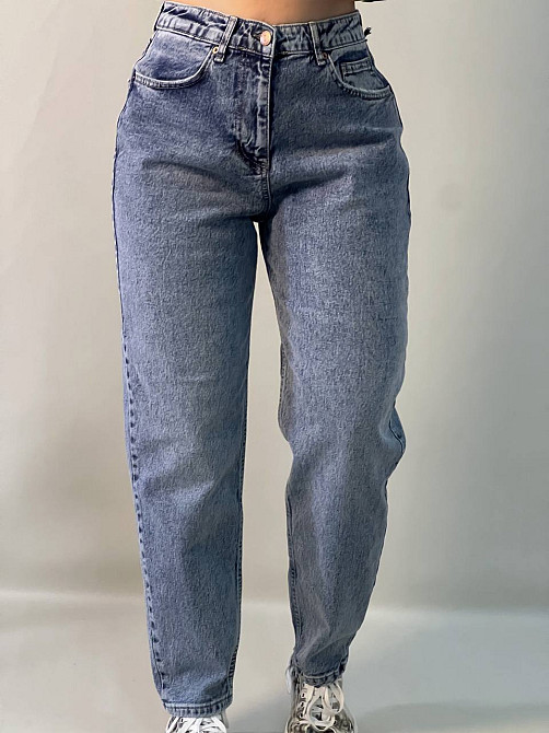 Джинсы женские SL 9001 MOM fit высокая посадка большие размеры стрейчевые светло-синие, светло-синий Одесса - изображение 1