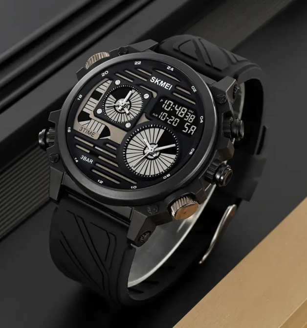 Часы мужские наручные спортивные Skmei 2202 (Черный силиконовый ремешок) Винница - изображение 6
