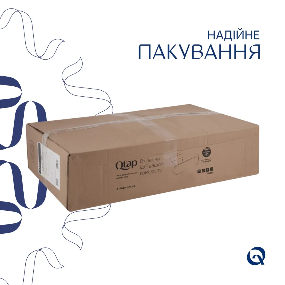 Комплект Qtap Dove: Раковина накладна овальна 635x420x150 мм White + Донний клапан PU02O Київ - фото 5