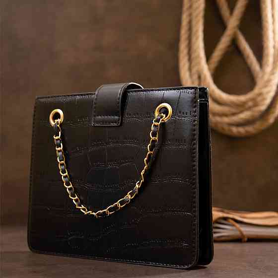 Сумка из кожзаменителя с тиснением Vintage sale_14943 Черная Киев