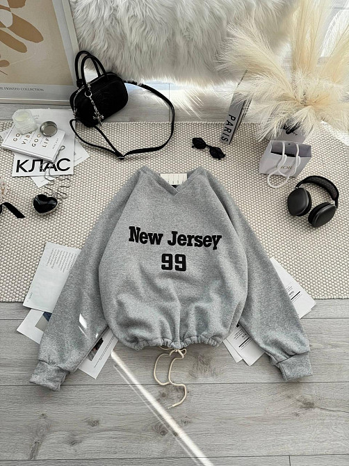 Унисекс базовый стильный свитшот трехнить на флисе Меланж Одесса - изображение 2