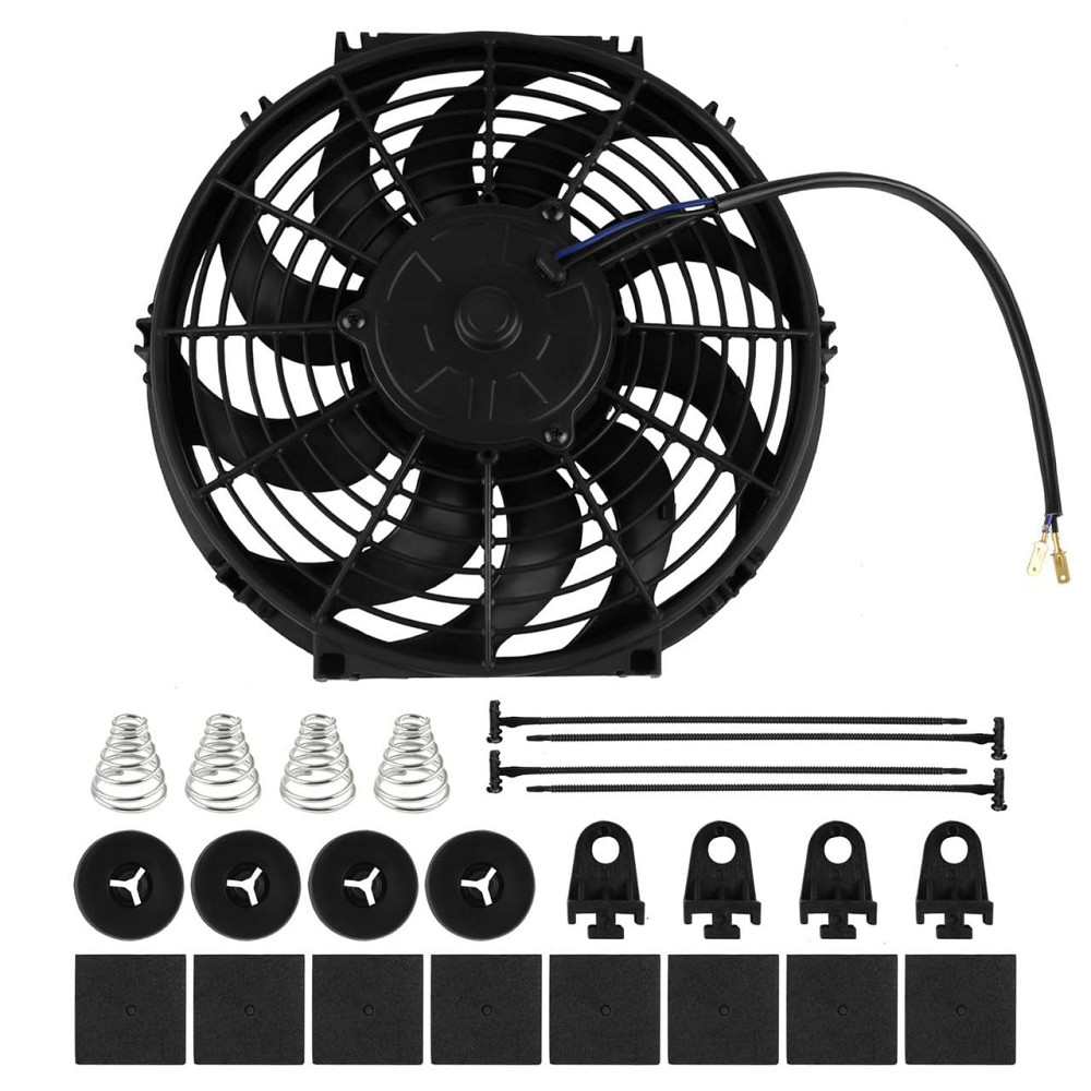 Вентилятор радіатора DOCAS QCFS-001 12'' 12V 80W чорний тонкий універсальний 10 лопатей 3-Pin монтажний комплект Київ - фото 1
