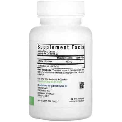 Вітамінно-мінеральний комплекс Seeking Health NAC (N-Ацетил-L-Цистеїн), 500 мг, N-Acetyl-L-Cysteine, 90 вегетаріанські (SKH-52072) Вінниця