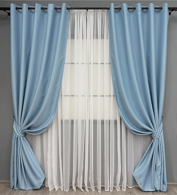 Комплект штор на люверсах VR-Textil Midnight № 1676ш 150х270 см 2 шт Блакитний (37-0199) Київ - фото 2