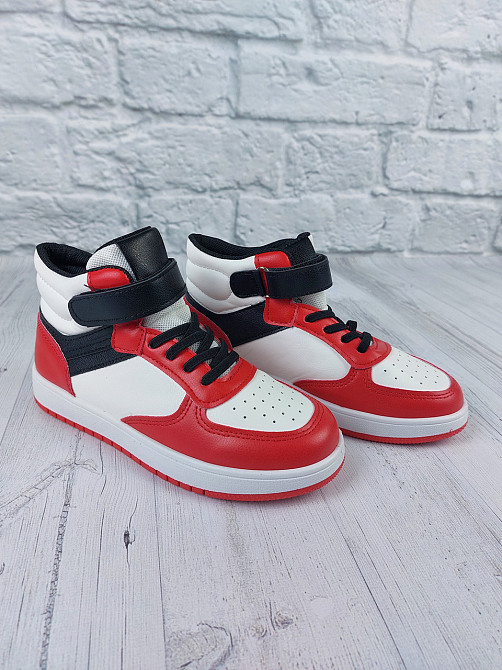 Дитячі демісезонні кросівки хайтопи червоно-білі для хлопчиків 31,33,34,36 Миколаїв - фото 5