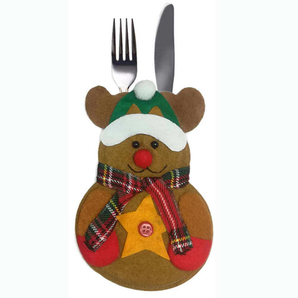 Новорічний чохол для столових приборів Ведмедик 10 на 13 см різнобарвний Київ - фото 2