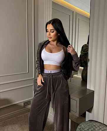 Женский прогулочный костюм тройка: кофта топ и штаны велюр + микродайвинг Шоколад, 42/44 Одесса