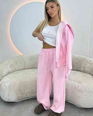 Женская стильная повседневная тройка из лого качественная дорогая двунитка. Розовый, XS Одесса