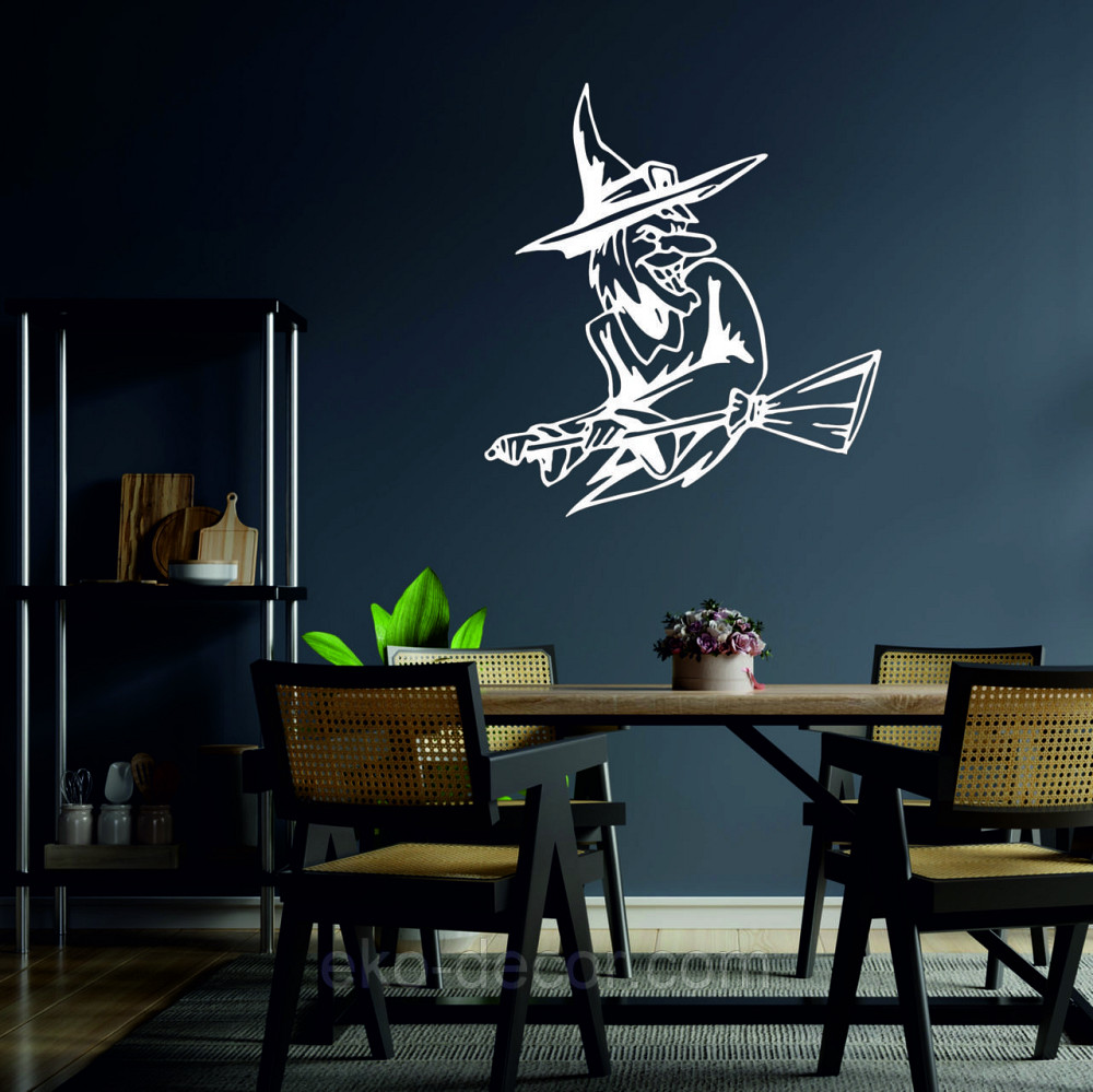 Декоративное настенное Панно «Ведьма с метлой», Декор на стену 50*45 см, Белый Киев - изображение 6