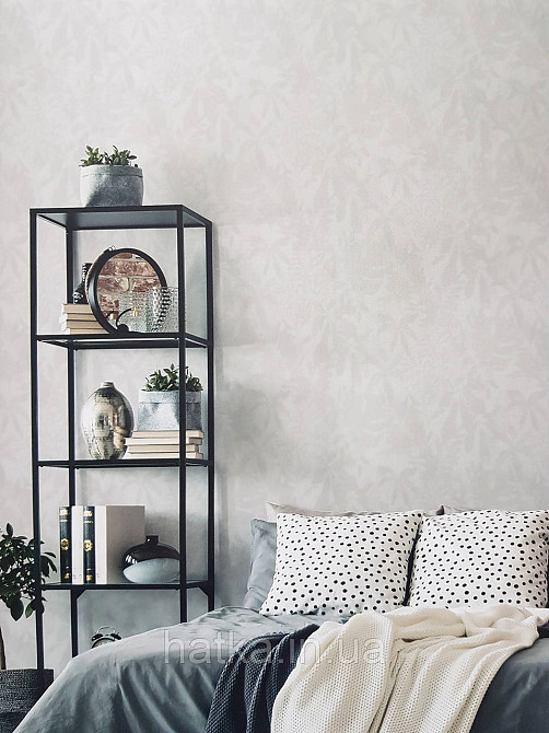 Шпалери вініл на флізеліні AS creation Metropolitan stories By Time 0,53х10 листя ефект розмитості білі сірі Київ - фото 1