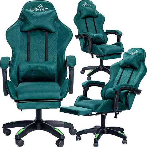 Кресло геймерское DIEGO ALCANTARA PRO Green Киев