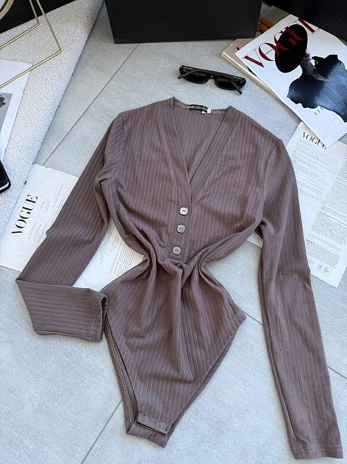 Женское теплое базовое боди из ангоры рубчик Мокко, 42/46 Одесса - изображение 1