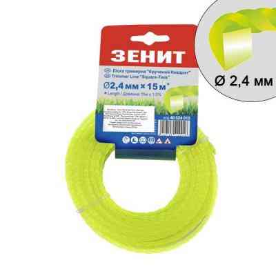 Жилка косильная Зеніт плетенная "Крученный квадрат" 2,4 мм х 15 м (КРК-24-15-С) (40524015) Винница