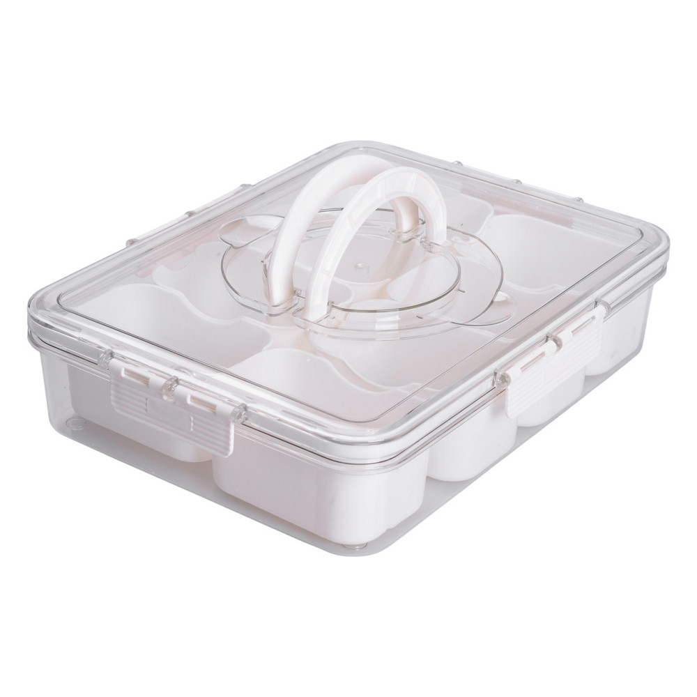 Контейнер для їжі з 8 відсіками 31х24х7 см судок для їжі пластиковий 2.5 л Білий HP-27-3 Коломия - фото 6