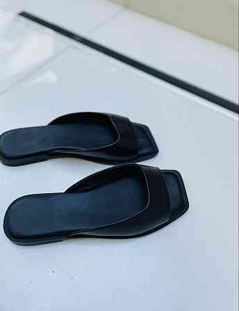 VIFEST Модні шльопанці жіночі з натуральної шкіри чорні на низькому ходу літні VIFEST 2016 TS-0 Коломыя