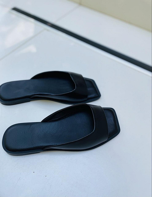 VIFEST Модні шльопанці жіночі з натуральної шкіри чорні на низькому ходу літні VIFEST 2016 TS-0 Коломыя - изображение 2