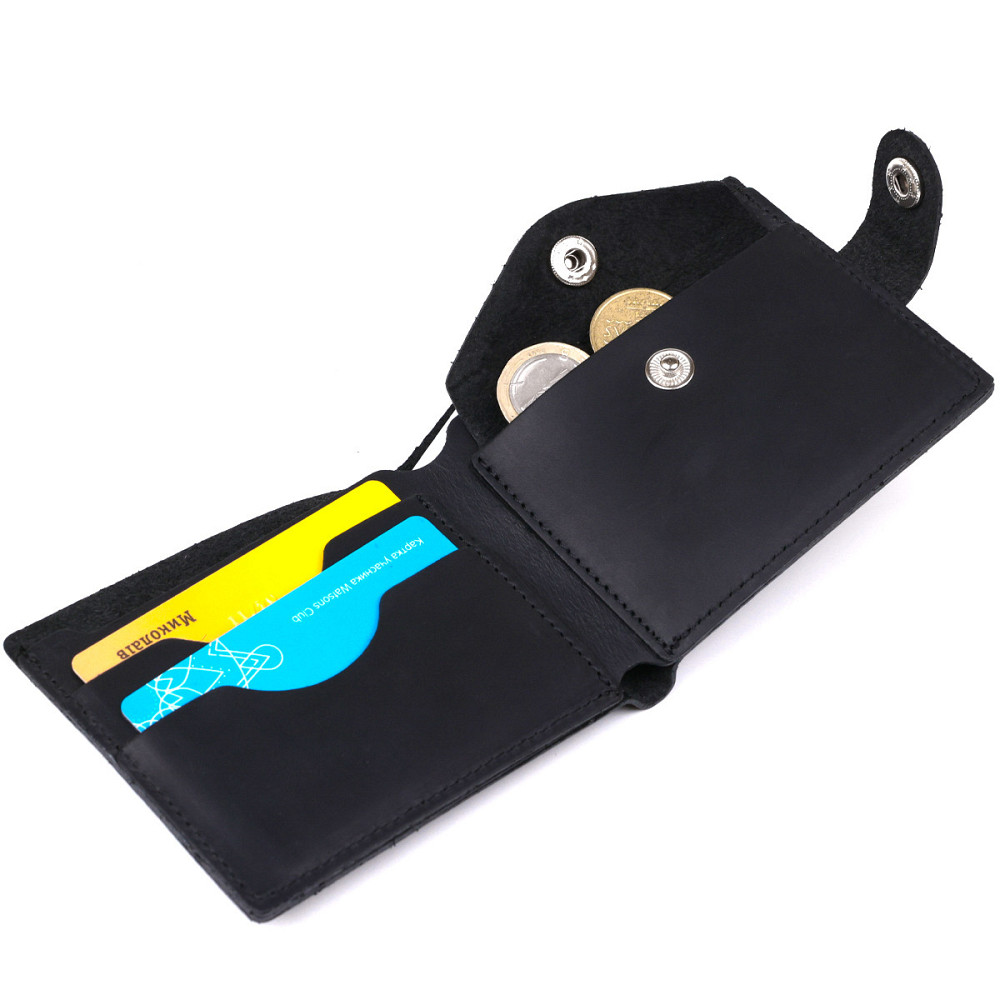 Шкіряний чоловічий гаманець Shvigel 16432 Чорний Київ - фото 4