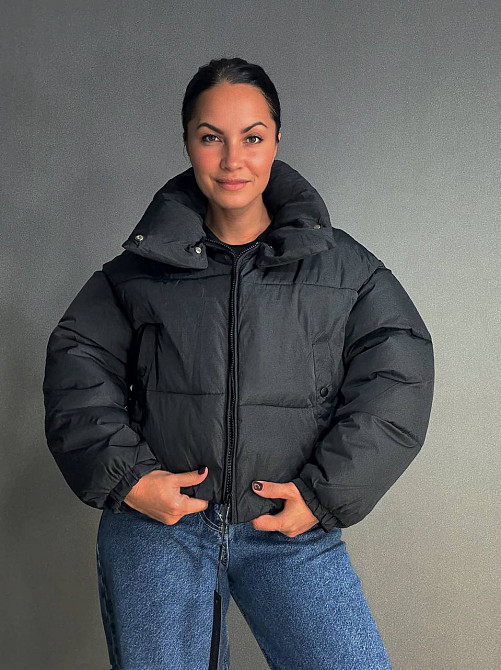 Куртка жіноча Lady Yep 10043 коротка на блискавці з коміром чорна, чорний, 42 Київ - фото 16