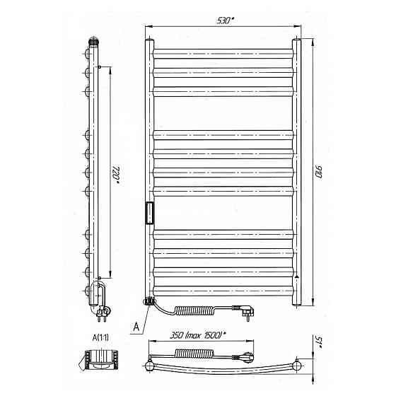Электрический полотенцесушитель Laris Классик Премиум П11 500Х900 Э левое подкл.. Киев