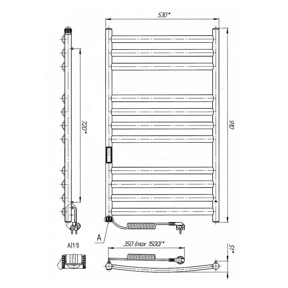 Электрический полотенцесушитель Laris Классик Премиум П11 500Х900 Э левое подкл.. Киев - изображение 6