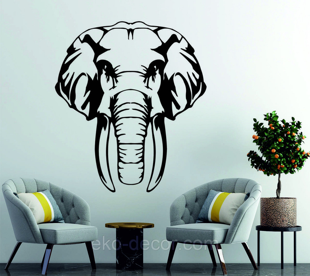 Декоративне настінне Панно  «Слон» , Декор на стіну 90*79 см, Чорний Київ - фото 3
