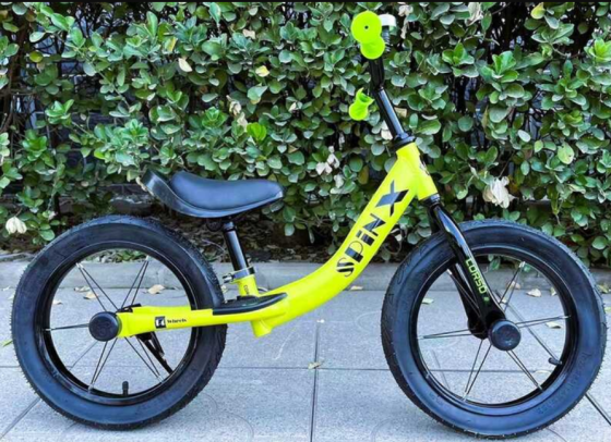 Велобіг CORSO Spin-X сталева рама колеса 14 надувні колеса підніжка підставка для ніг дзвіночок Жовтий ( ​​PX-605-82) Чернігів