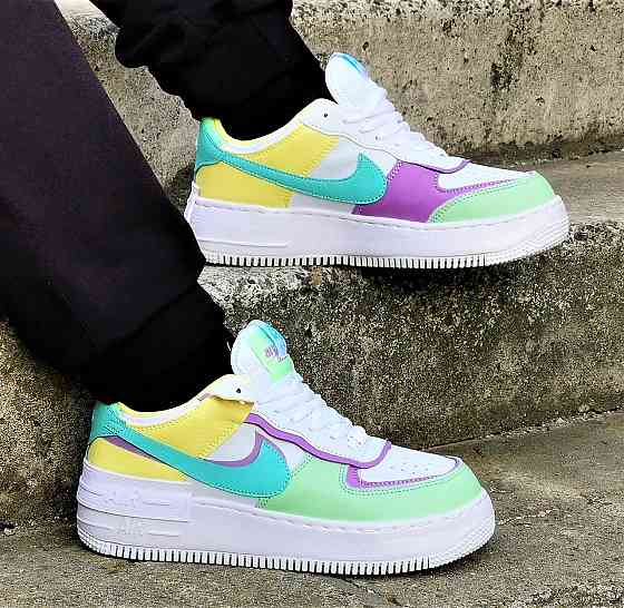 Кросівки Nike Force Білі Жіночі Квітн Шкіряні Найк Форси Shadow Різнобарвні (розміри: 36,37,38,39,40) Відео Огляд — 2 Дніпро