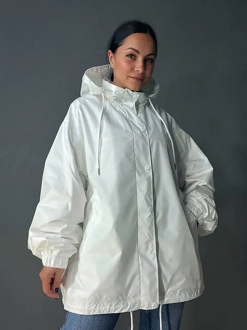 Куртка женская Lady Yep 9096-1 оверсайз ветровка удлиненная с капюшоном, белый, one size Киев - изображение 20