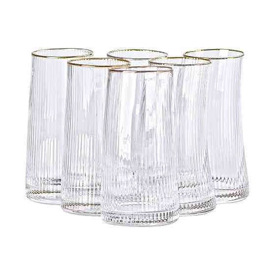 Високі стакани 6 шт. 600 мл з золотим ободком Київ