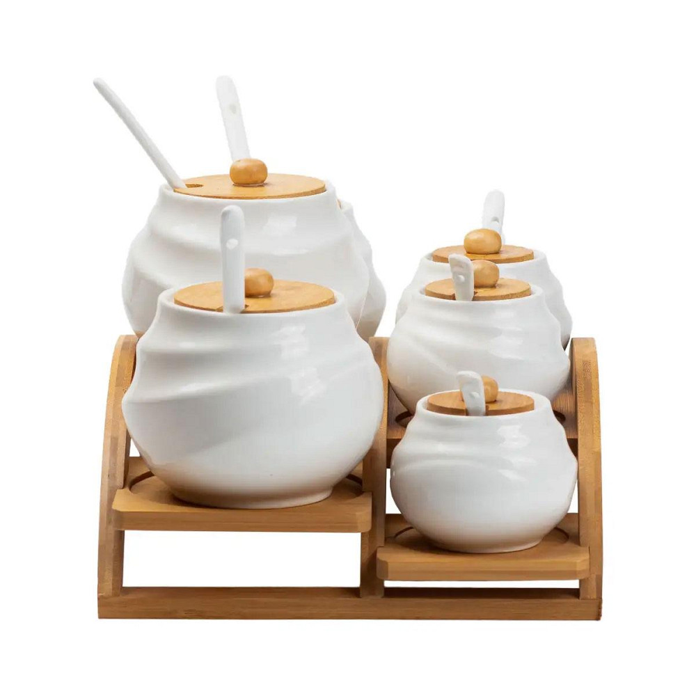 Набір банок для сипучих продуктів на бамбуковій підставці Київ - фото 4