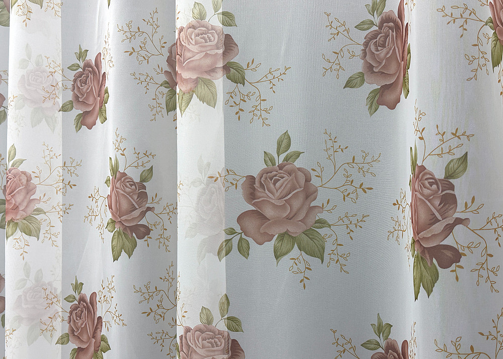 Тюль VR-Textil 1808т Шифон с принтом Белый с пудровым 300х270 см (40-643) Киев - изображение 5