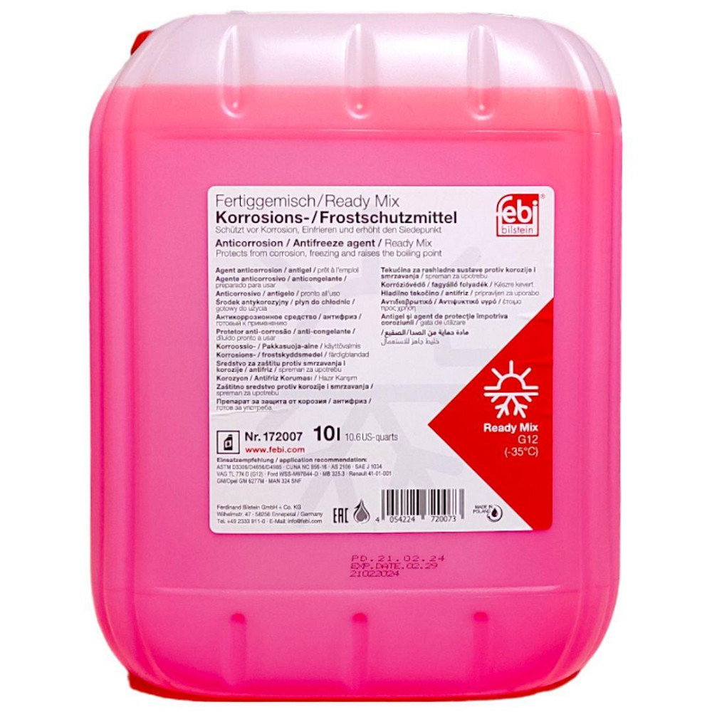Антифриз червоний Readymix G12 (-35°C готовий до застосування) 10 л Ковель - фото 1