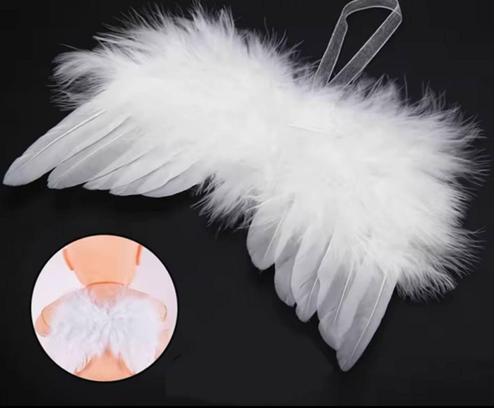 Крылья ангела белые из перьев для кукол (6*8 см). Аксессуары для игрушек. Цвет белый Киев - изображение 1
