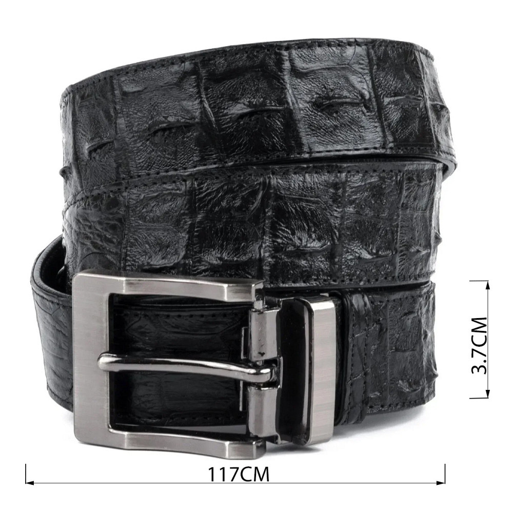 Ремень классика из натуральной кожи крокодила CROCODILE LEATHER 18018 Черный Киев - изображение 9