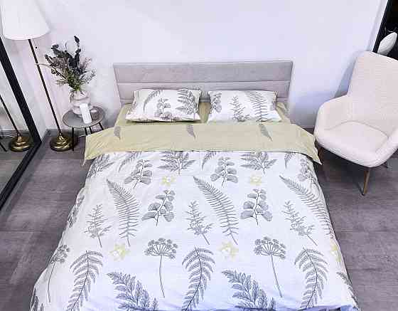 Ecotton Комплект постільної білизни Ecotton двоспальний Євро 210х220 см сатин Папоротник білий Коломия