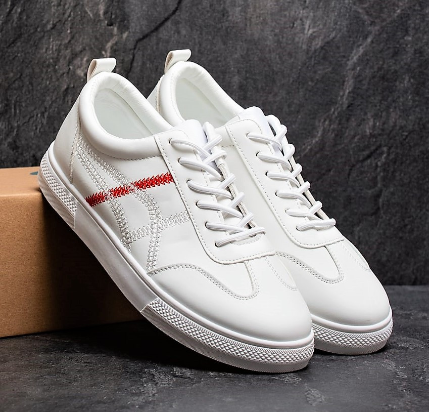 Кроссовки Мужские Белые Кожаные (размеры: 40,41,42) - 215-4 Днепр - изображение 6