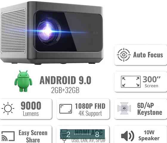 Проектор стерео: FHD Wzatco A9 , 9000LM Android. Харьков