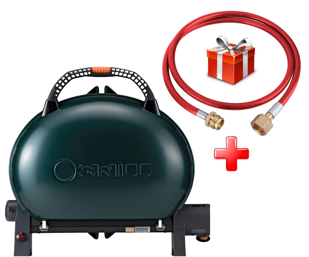 КОМПЛЕКТ Портативний переносний газовий гриль O-GRILL 500, зелений + шланг в подарунок! Код: 013367 Рівне - фото 1