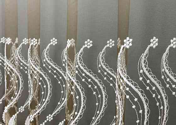 Тюль VR-Textil 1766т Фатин «Омбре» с вышивкой и люрексом Какао с белым 300х270 см (42-0772) Киев