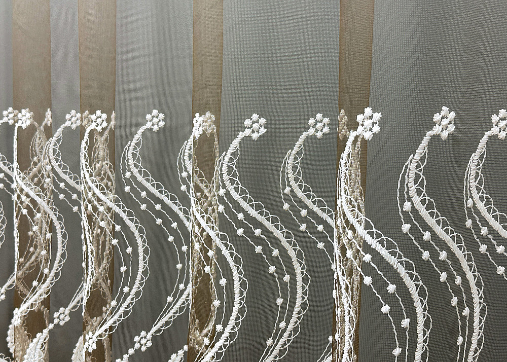 Тюль VR-Textil 1766т Фатин «Омбре» с вышивкой и люрексом Какао с белым 300х270 см (42-0772) Киев - изображение 6