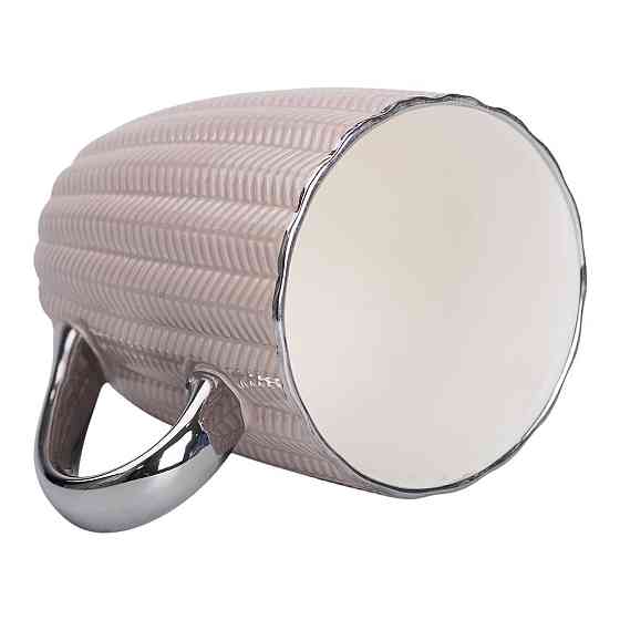 Кремовая фарфоровая чашка с серебристым ободком 400 мл Киев