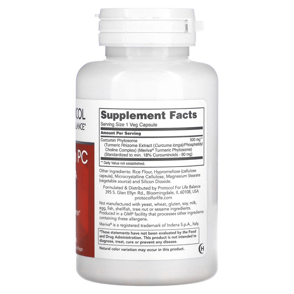 Фітосоми куркуміну Protocol for Life Balance Curcumin PC With Meriva 500 мг 60 вег капс Київ - фото 2
