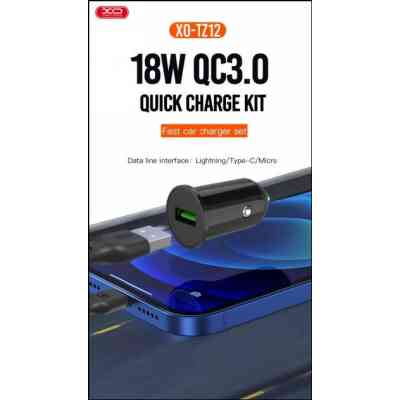 Зарядное устройство XO TZ12 QC3.0 (1USB/18W) + USB - Type-C Black (XO-TZ12-BK) Винница
