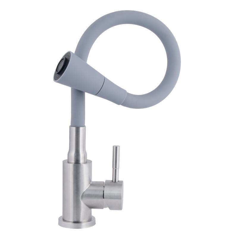 Смеситель для кухни Lidz Aria 015F31 с гибким изливом LDARI015F31GNK31871 Nickel/Grey Харьков - изображение 3