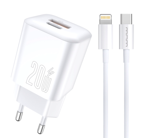 Мережевий зарядний пристрій з кабелем WUW-T104L PD20W A+C Lightning kit Одеса