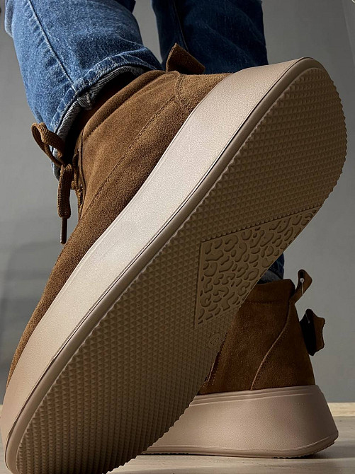 Ботинки женские Hengji 280-5 зимние на меху на бежевой подошве замшевые коричневые, 38, 24 см Киев - изображение 13