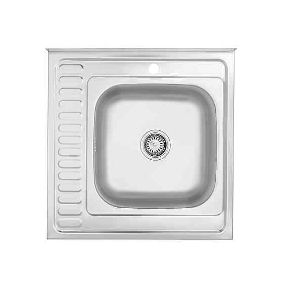 Кухонная мойка накладная с нержавеющей стали Kroner KRP Dekor - 60х60 R  (0.6 мм) Киев